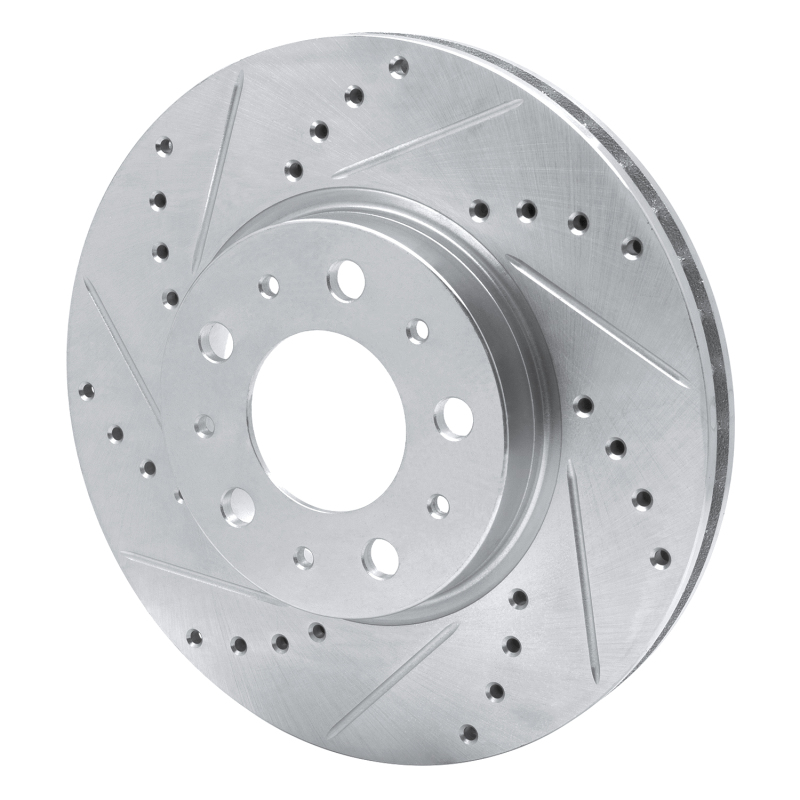 Volvo S70 Brake Rotor (1) - Front Left - R1 Concepts - Drilled & Slotted - Silver - `95-`04
